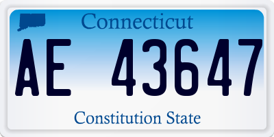 CT license plate AE43647