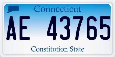 CT license plate AE43765