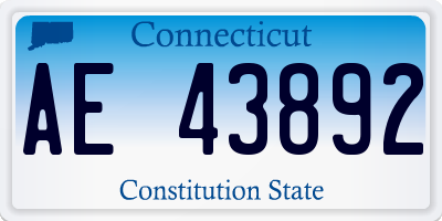 CT license plate AE43892