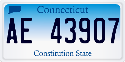 CT license plate AE43907