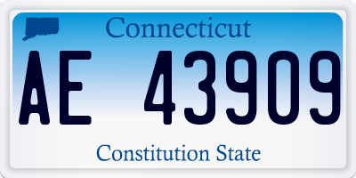 CT license plate AE43909