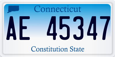 CT license plate AE45347