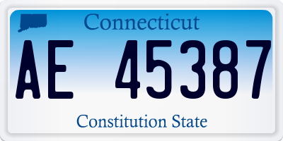CT license plate AE45387