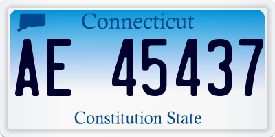 CT license plate AE45437