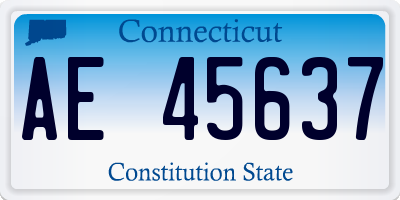 CT license plate AE45637