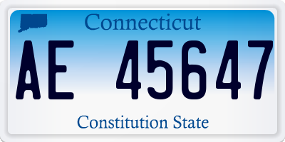 CT license plate AE45647
