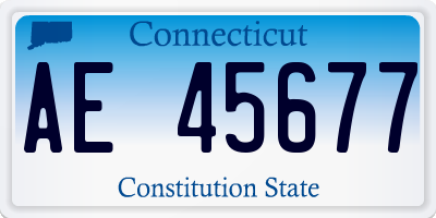 CT license plate AE45677