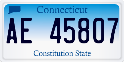 CT license plate AE45807