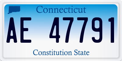 CT license plate AE47791