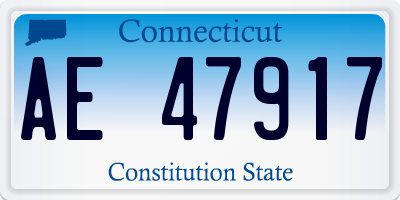 CT license plate AE47917