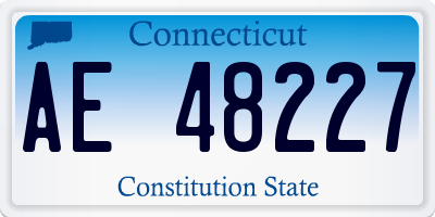 CT license plate AE48227