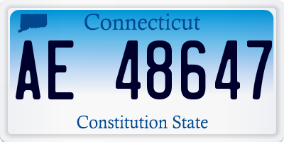 CT license plate AE48647