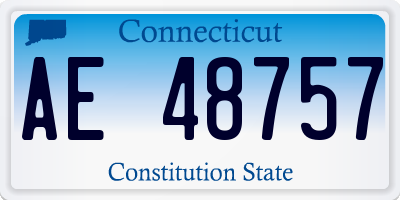 CT license plate AE48757