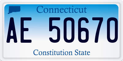 CT license plate AE50670