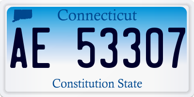 CT license plate AE53307