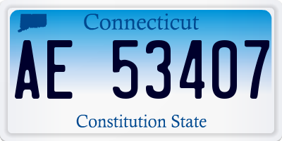 CT license plate AE53407