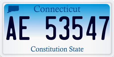 CT license plate AE53547
