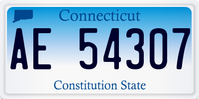 CT license plate AE54307
