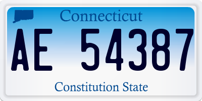 CT license plate AE54387