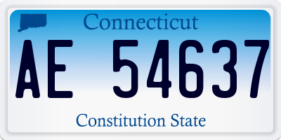 CT license plate AE54637