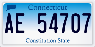 CT license plate AE54707