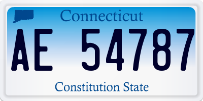 CT license plate AE54787