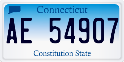 CT license plate AE54907