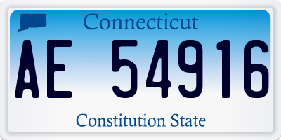 CT license plate AE54916