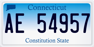 CT license plate AE54957