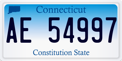 CT license plate AE54997