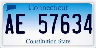 CT license plate AE57634