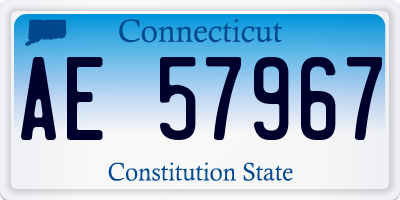 CT license plate AE57967