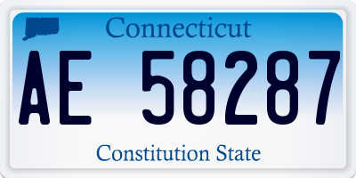 CT license plate AE58287