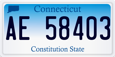 CT license plate AE58403