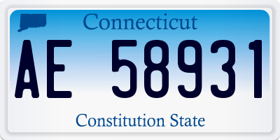 CT license plate AE58931