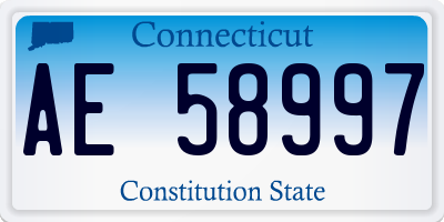 CT license plate AE58997