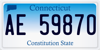 CT license plate AE59870