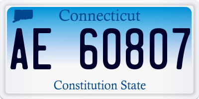 CT license plate AE60807