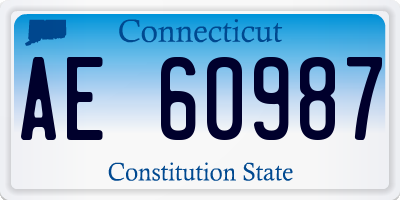 CT license plate AE60987