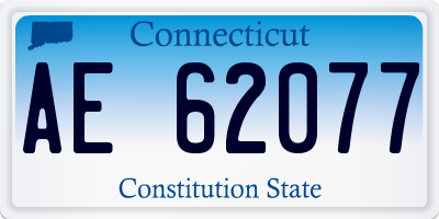 CT license plate AE62077