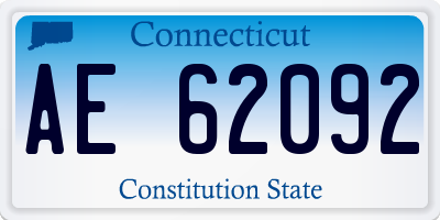 CT license plate AE62092