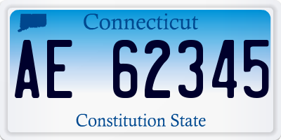 CT license plate AE62345