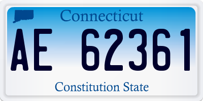 CT license plate AE62361