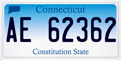 CT license plate AE62362