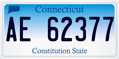 CT license plate AE62377