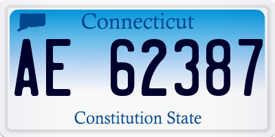 CT license plate AE62387