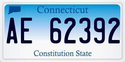 CT license plate AE62392