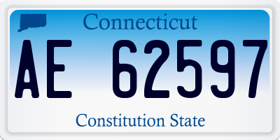 CT license plate AE62597
