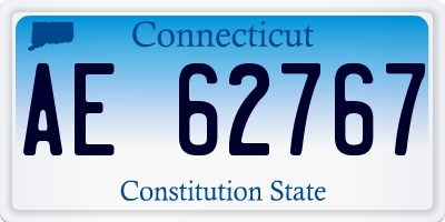 CT license plate AE62767