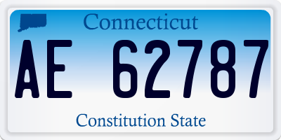 CT license plate AE62787